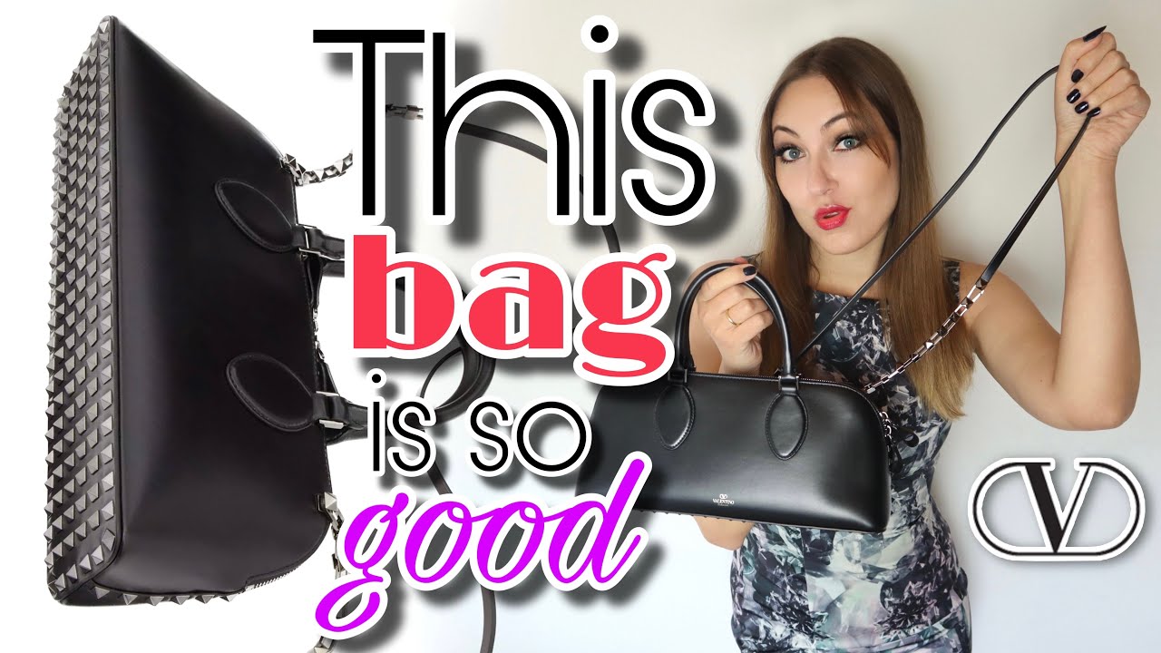 ハンドバッグ Valentino Garavani Black Leather Rockstud East-West Handbag Most underrated TREND BAG - Valentino Rockstud East-West Bag
