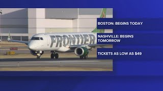 Frontier Airlines beginning nonstop service from Cleveland to Boston and Nashville
