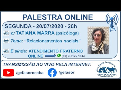 Assista: Bate-papo online - c/ TATIANA MARRA (20/07/2020)