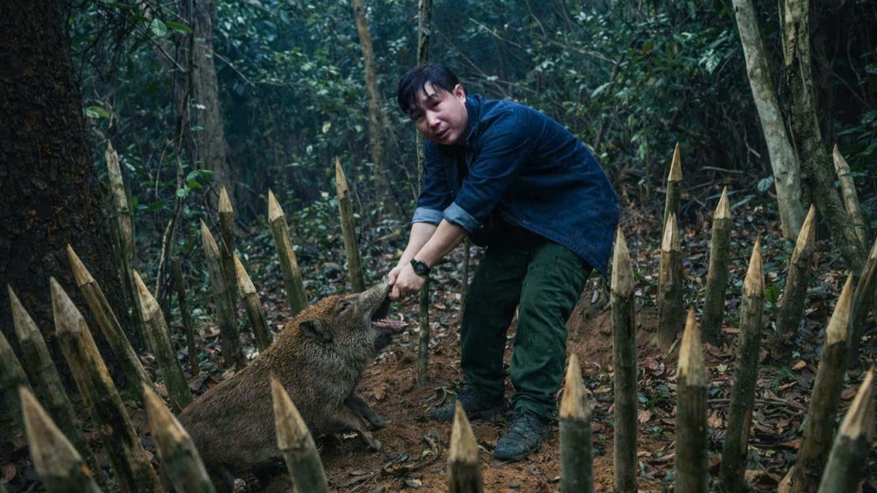 CEO Trieu Nam traps a wild boar, leaves the city for the forest, and survives in the wilderness