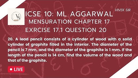 ICSE Class 10 | M.L. Aggarwal Mensuration | Exercise 17.1 Q20 | Solution by Vivek Sir