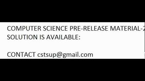 Pre-Release 2016 Computer Science Solution 0478