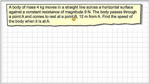 Finding the initial velocity of a body moving in a straight line using energy