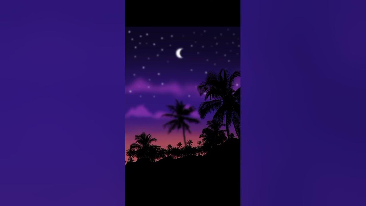 Palms & Moon Purple Aesthetic Wallpaper Purple Wallpaper Phone