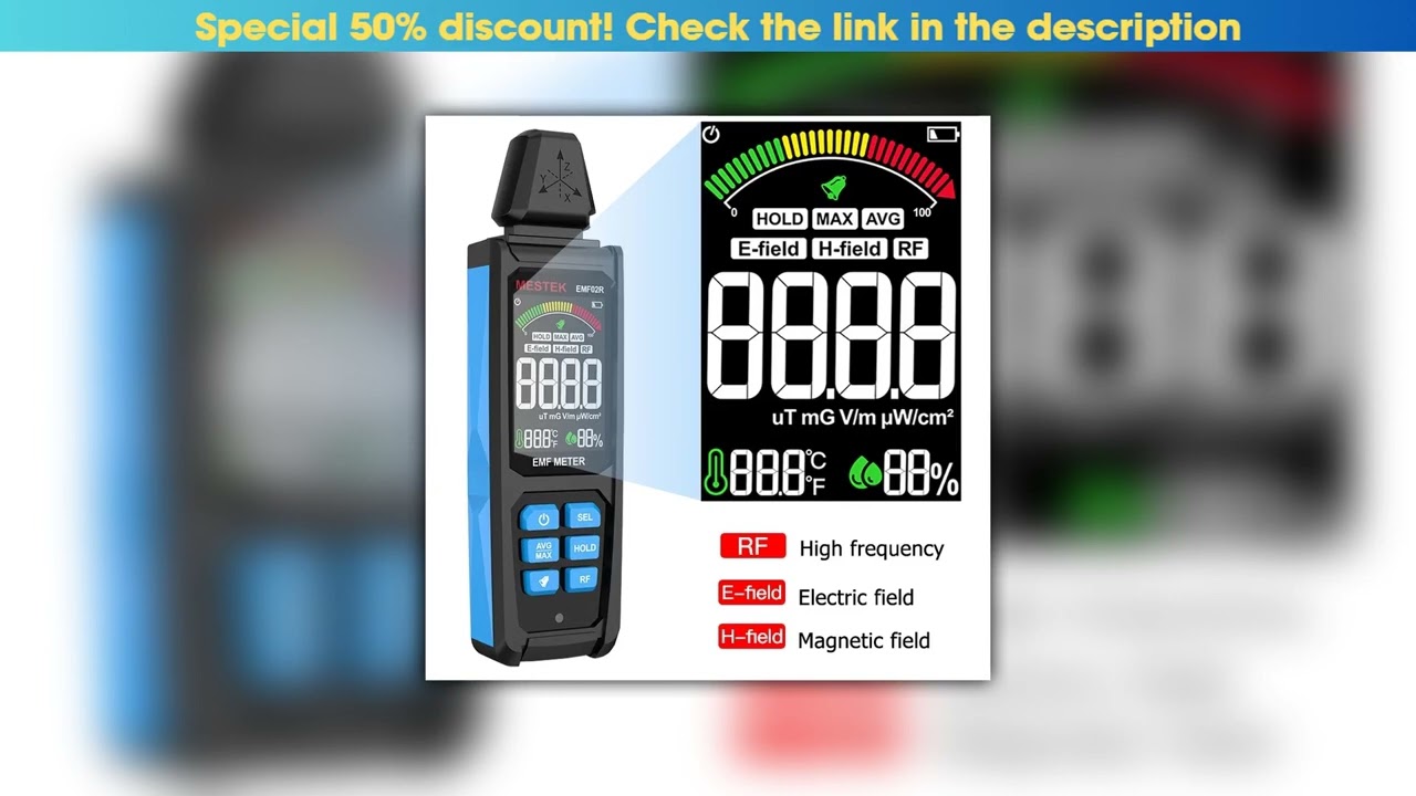 Best Seller EMF02R Color Screen EMF Meter 30Mhz~8GHz High Frequency Electromagnetic Radiation Detec