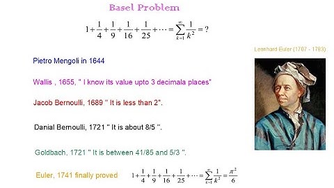 What is #Basel Problem? #Leonhard #Euler, Sum of reciprocals of square numbers.
