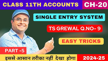 Accounts from Incomplete Records | Single Entry System In Accounting Class 11 | TS Grewal Q.no 9 💯