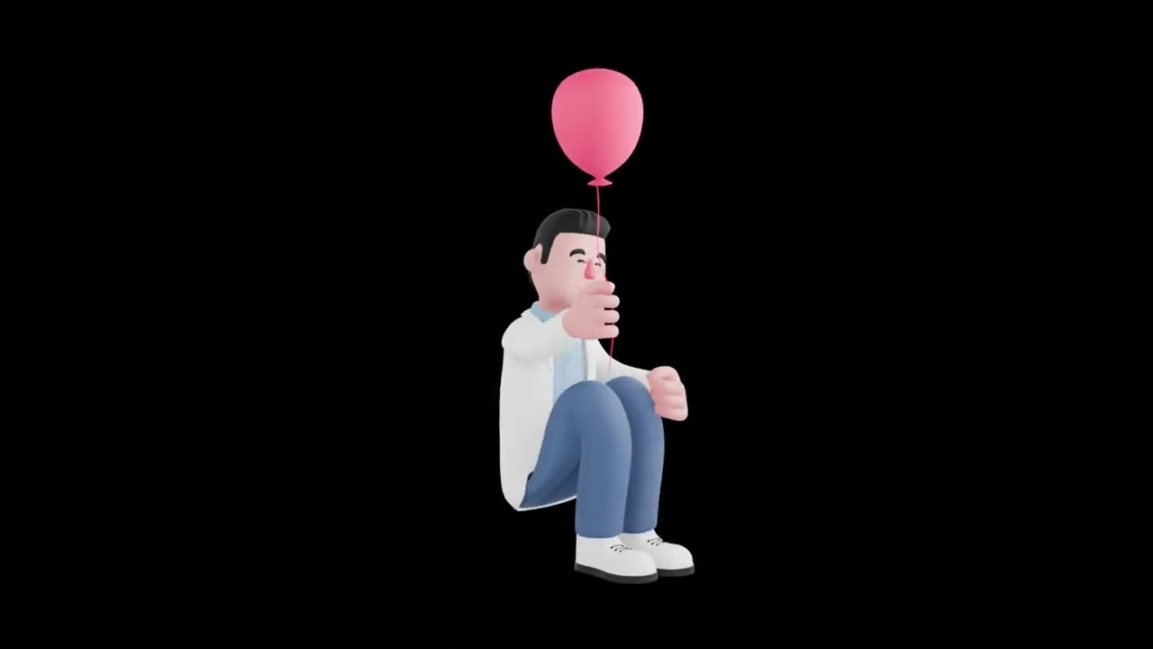 3D Cartoon Male Doctor Turntable | Stylized Medical Character with Pink Balloon