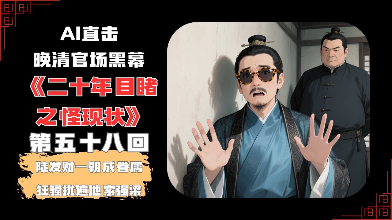 AI直击晚清官场黑幕!《二十年目睹之怪现状》全解析 第五十八回 陡发财一朝成眷属 狂骚扰遍地索强梁 - YouTube
