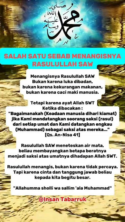 Salah Satu Sebab Menangisnya Rasulullah SAW. #doa #sunnah #shorts