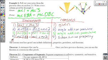 2.6 Prove Statements about Segments and Angles