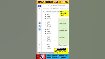 unordered list in html |type attribute #shorts #html #ultag
