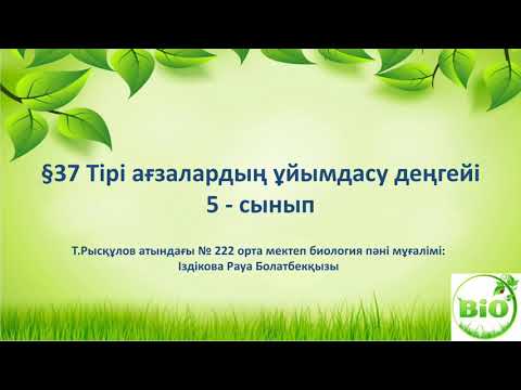 Тірі ағзалардың ұйымдасу деңгейі 5-сынып