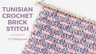 Tunisian Crochet Brick Stitch  How To [BEGINNER STITCH PATTERN + TUTORIAL]