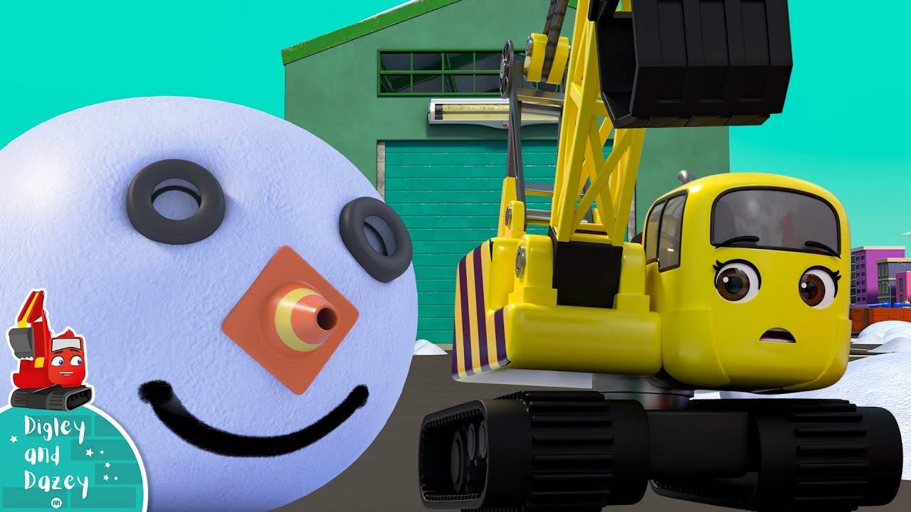 Building a Giant SNOWMAN - NEW Digley and Dazey | Construction Truck Cartoons for Kids