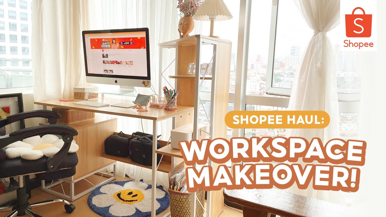 Aesthetic Workspace Makeover | Shopee Haul (+Monitor Riser Giveaway ...