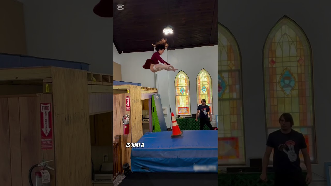 She Jumped… and Landed on a Traffic Cone?! 😂🧡 