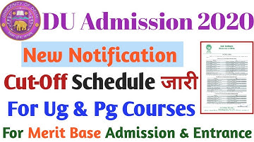 Delhi University Ug & Pg Admission 2020 Schedule Released | Delhi University Ug Cut-off date Release