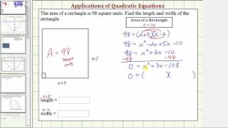 Ex 1: Quadratic Equation App - Find the Dimensions of a Rectangle Given Area (Factoring) Net Worth