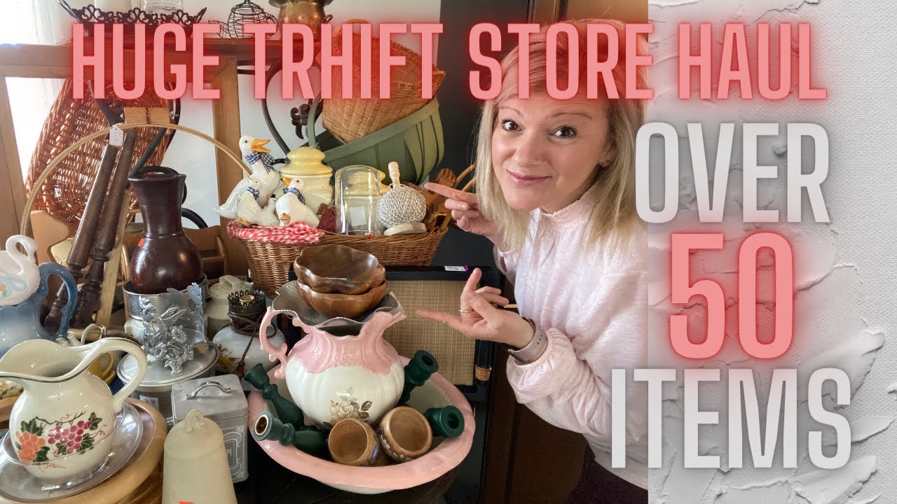 HUGE THRIFT STORE HAUL/OVER 50 AMAZING THRIFT STORE ITEMS - YouTube