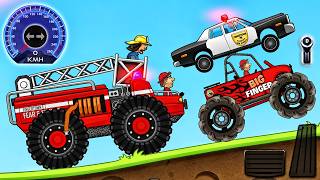 Who Wins? Fire Truck vs Police Car vs Monster Truck | Hill Climb Racing - Android GamePlay #7 screenshot 4