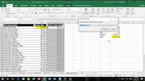 Ứng dụng conditional formatting đổ màu tự động các khách hàng có ngày sinh trong tuần tới