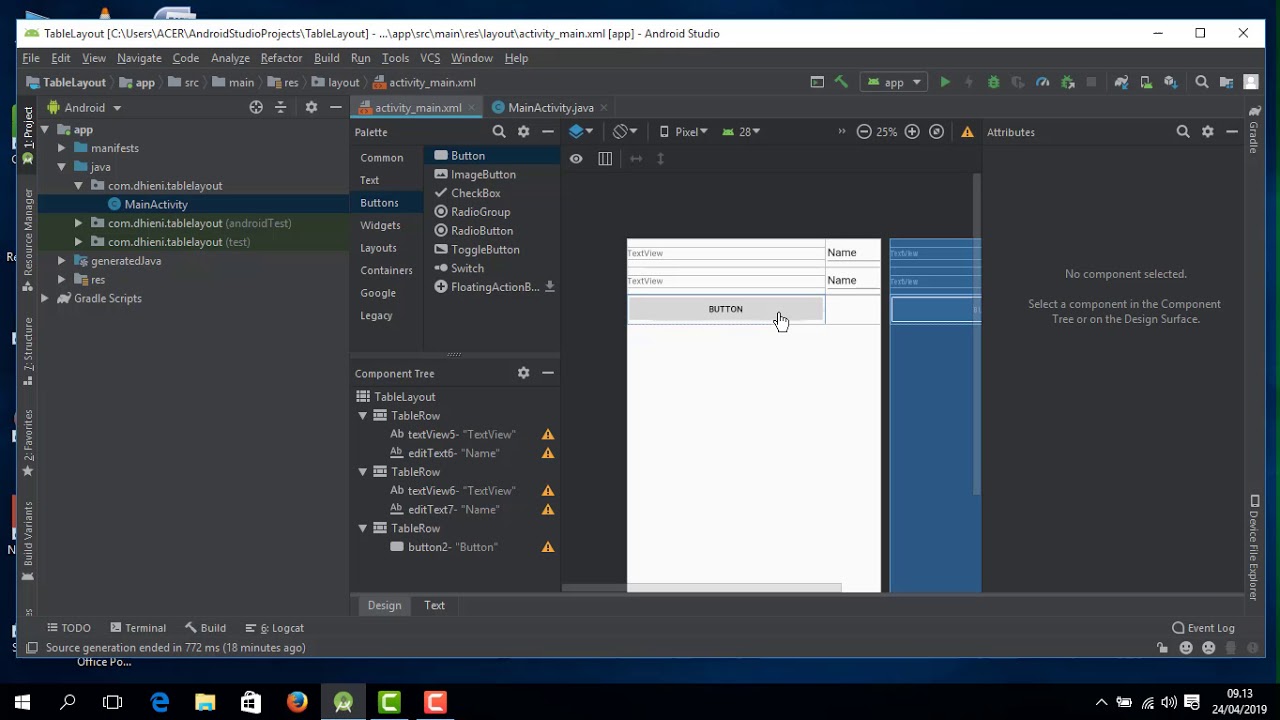 ANDROID STUDIO - TABLE LAYOUT - YouTube