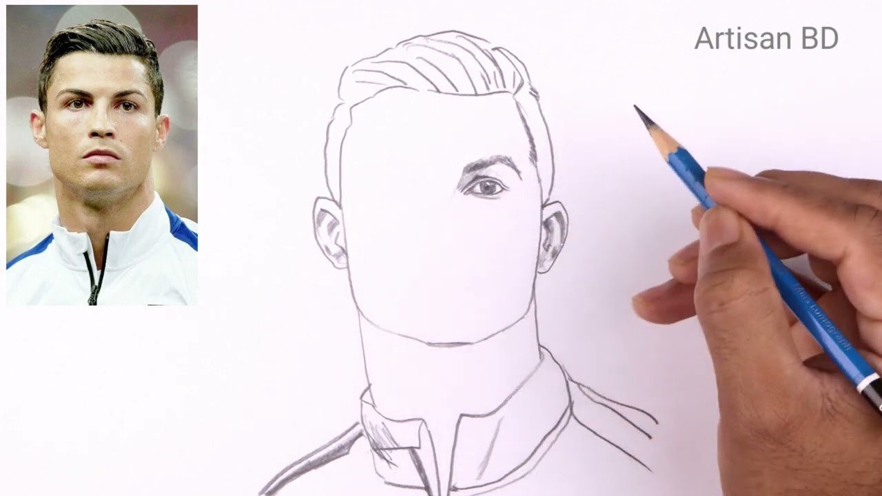 Drawing of Easy Cristiano Ronaldo / Draw Cr7 Football Player From ...