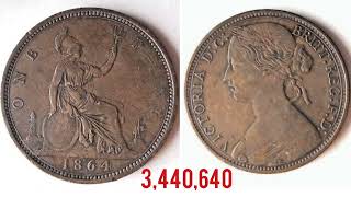 £4000 UK 1864 ONE PENNY COIN VALUE + REVIEW VICTORIA