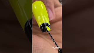 Neon Highlighter Yellow With A Cute Curious Black Bat 🦇 #Onthisday #Nails #Nailart #Satisfying