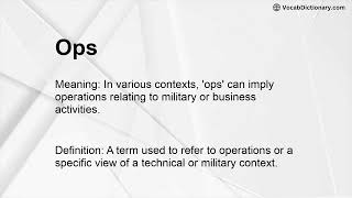 Ops Meaning