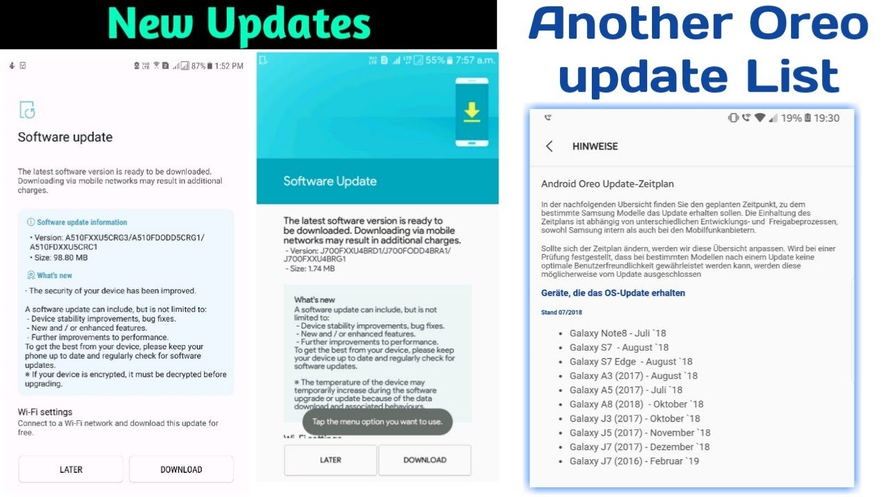 New FOTA Updates for Samsung Smartphones | New oreo update list
