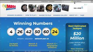 LOTTODDS.COM: Megamillions $1 BILLION Winning Number - 01-23-21