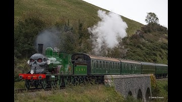 LSWR T3 563 arriving into Norden Working the Halloween Ghost Train on the Swanage Railway. 26/10/25
