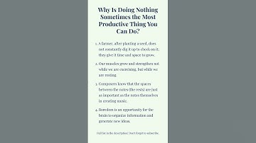 Why Is Doing Nothing Sometimes the Most Productive Thing You Can Do?...