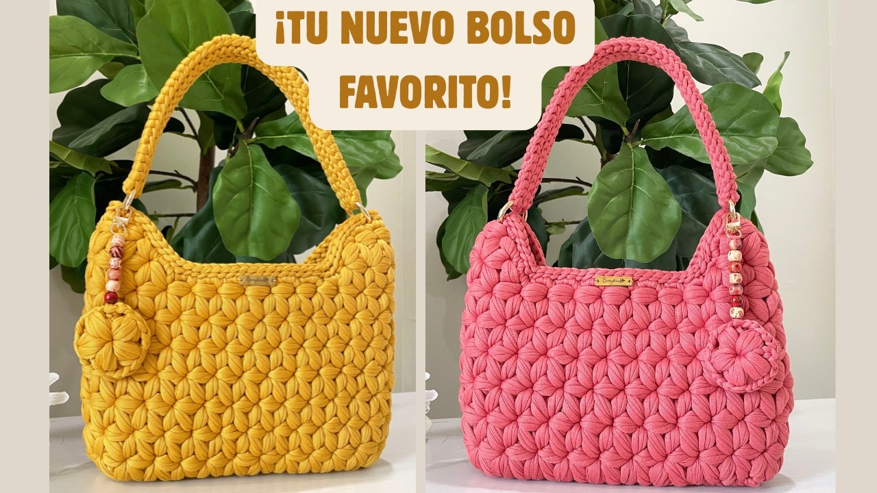 Вязаная сумка с цветами из пышных столбиков | Легкое вязание крючком | Пошаговый урок