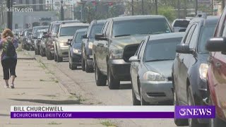 CCISD parents line up outside school to pickup assignments for students