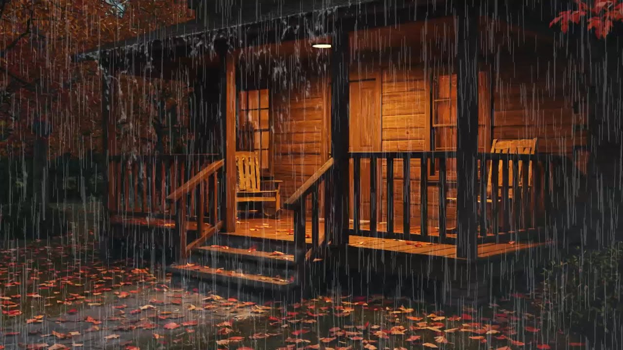Cozy Cabin Rain in Autumn Forest 🍂 Gentle Rain Sounds for Deep Sleep, Focus & Relaxation Ambience