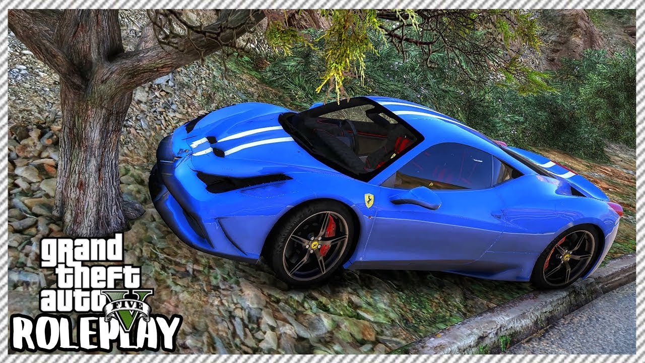 Gta 5 Roleplay Lost Control Crashed Ferrari 458 Speciale In Tree Redlinerp 415 Youtube