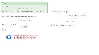 Linear Recurrence Relation:  Repeated Roots