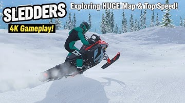 SLEDDERS: Exploring the HUGE Open World Doing Top Speed Snowmobile Runs! [4K Gameplay]