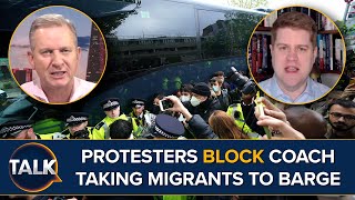 “Being Denied By The Mob!” Protesters Block Coach Taking Migrants To Bibby Stockholm