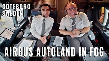 FULL AUTOMATIC AIRBUS APPROACH AND LANDING IN FOG | GÖTEBORG 🇸🇪 / GOTHENBURG, SWEDEN  | MCDU VIEW!