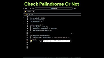 Check Palindrome Number in JavaScript, Reverse & Compare Logic #shorts #viral #trending #reels #new