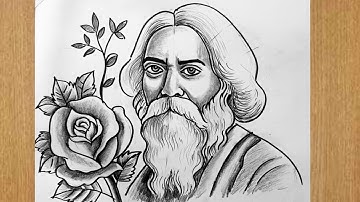 how to draw rabindranath tagore with pencil shadind step by step for 25 e boi shakh,