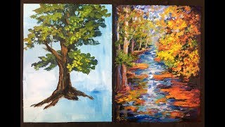 The Lazy Artist's Way to Paint Beautiful Trees in 10 minutes with Acrylic Paints for Beginners