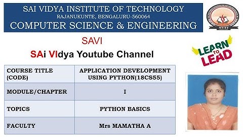 ADP(18CS55)-MODULE I-PYTHON BASICS-LECTURE 6
