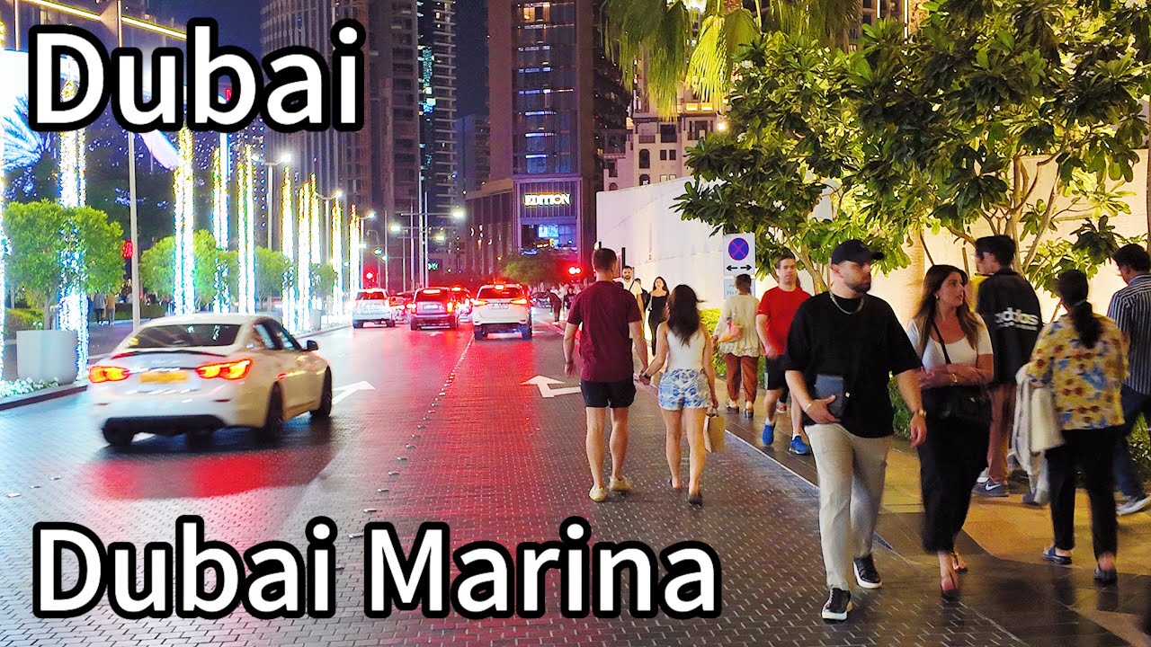 Dubai [ 4K ] Christmas Decorations in Dubai Marina Walking Tour 🇦🇪