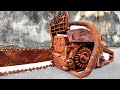 Restoration saw antique wood old abandoned 30 years  restore repair and weld chain saw honda piston