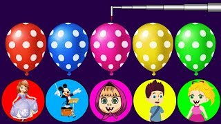 Finger Family Elsa Ryder Masha Sofia Mickey Mouse Balloons Blasting Colors Learn